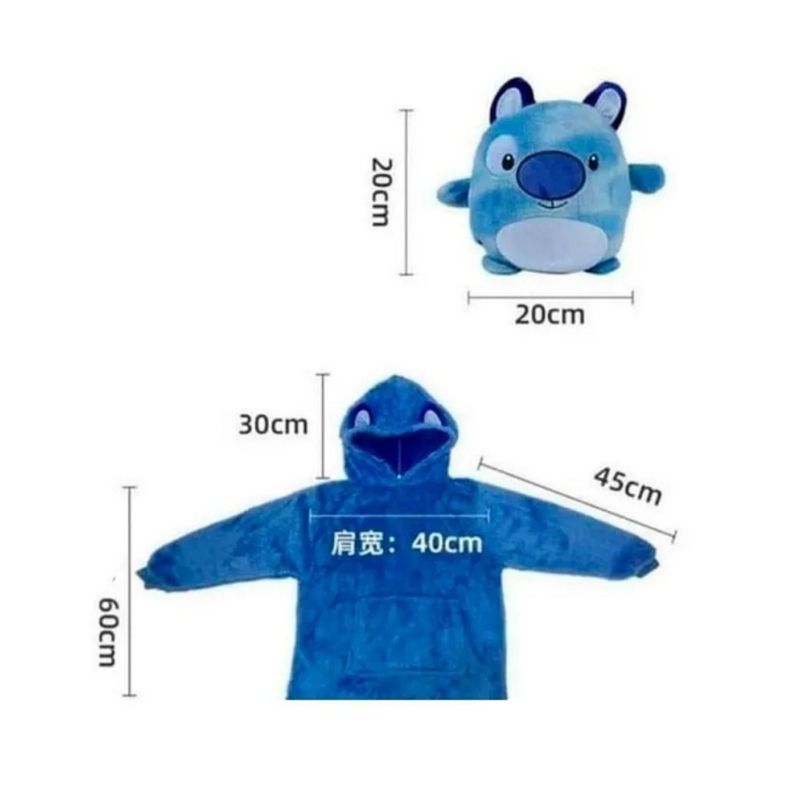 Poleron Niños Peluche Animales Plush Reversible Verde-1