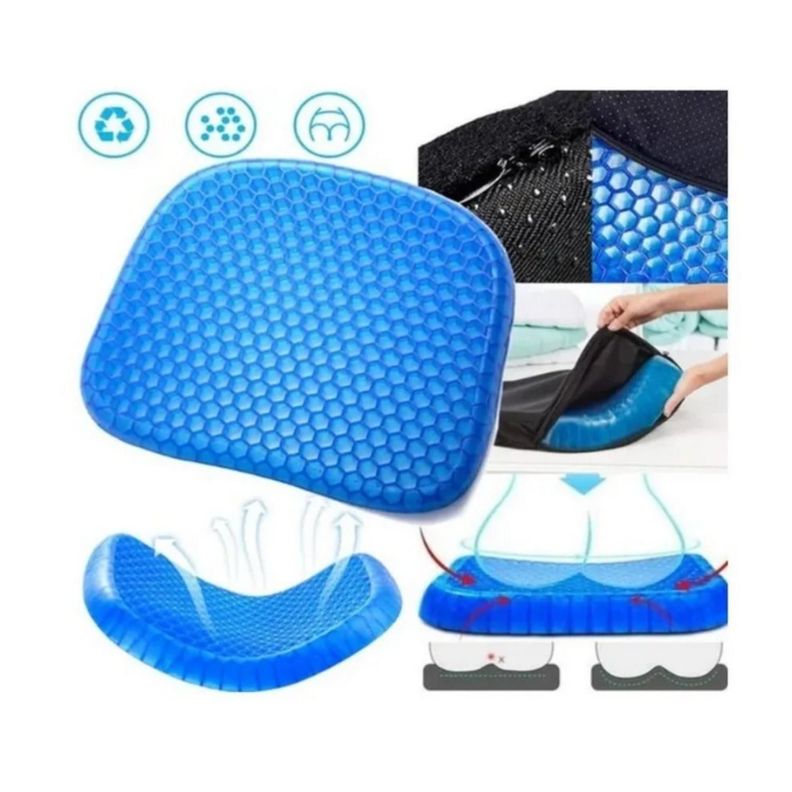 Almohada Cojin De Silicona Para Asiento Hogar Trabajo Auto Azul-3