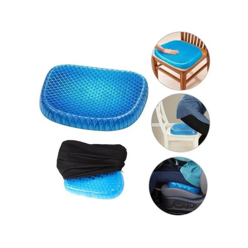 Almohada Cojin De Silicona Para Asiento Hogar Trabajo Auto Azul-2