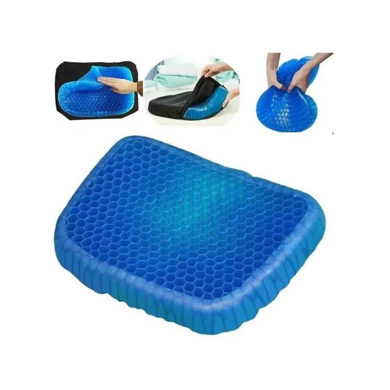 Almohada Cojin De Silicona Para Asiento Hogar Trabajo Auto Azul-1
