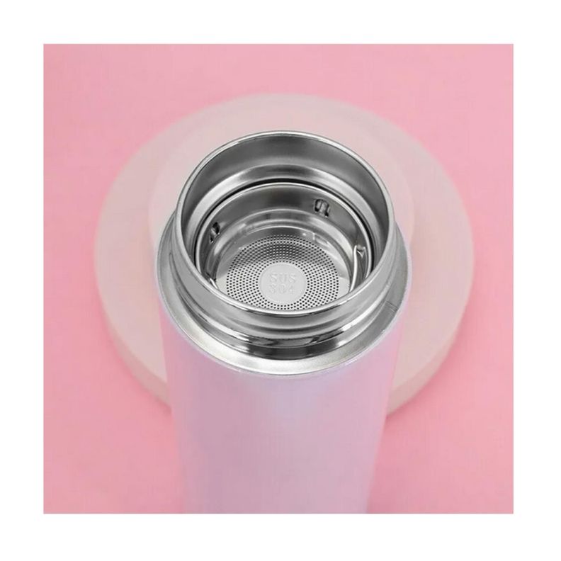 Termo Liquido Frio Caliente Acero Inoxidable Celeste/Rosa-1