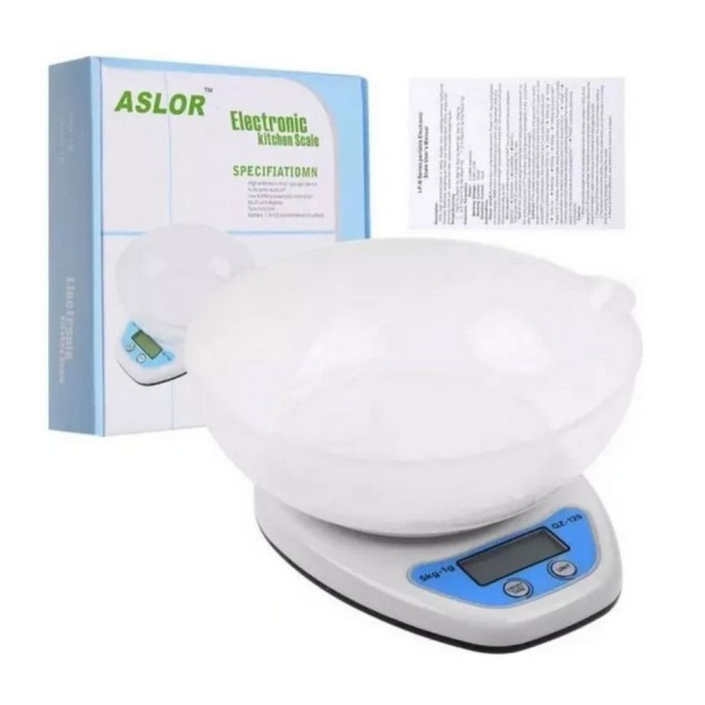 Pesa Digital Gramera Con Recipiente De Cocina 5 Kg Blanco-1