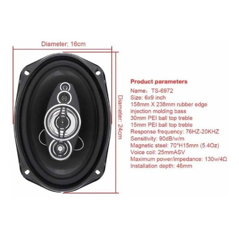 Parlantes Auto Pcinener Ts-6972 800w De Poder Auto Negro-3