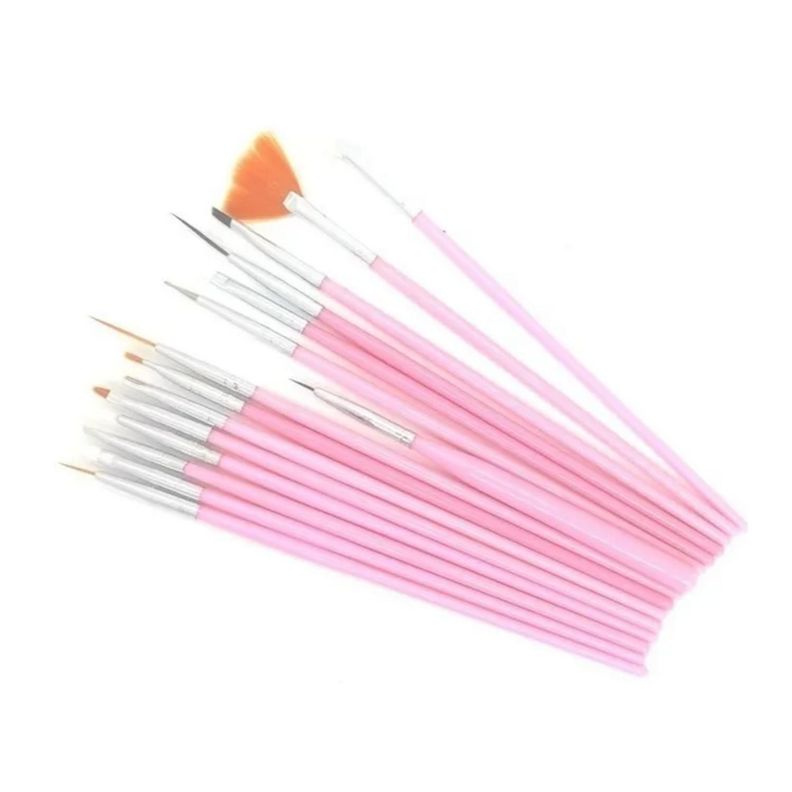 Set De Pinceles Para Diseño En Uñas Rosa-0