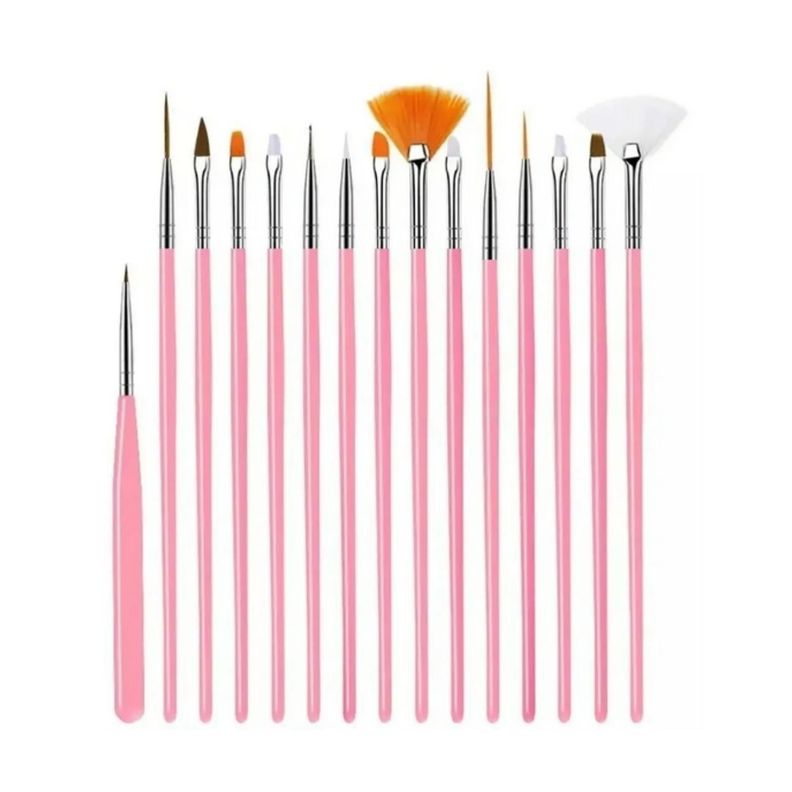 Set De Pinceles Para Diseño En Uñas Rosa-1