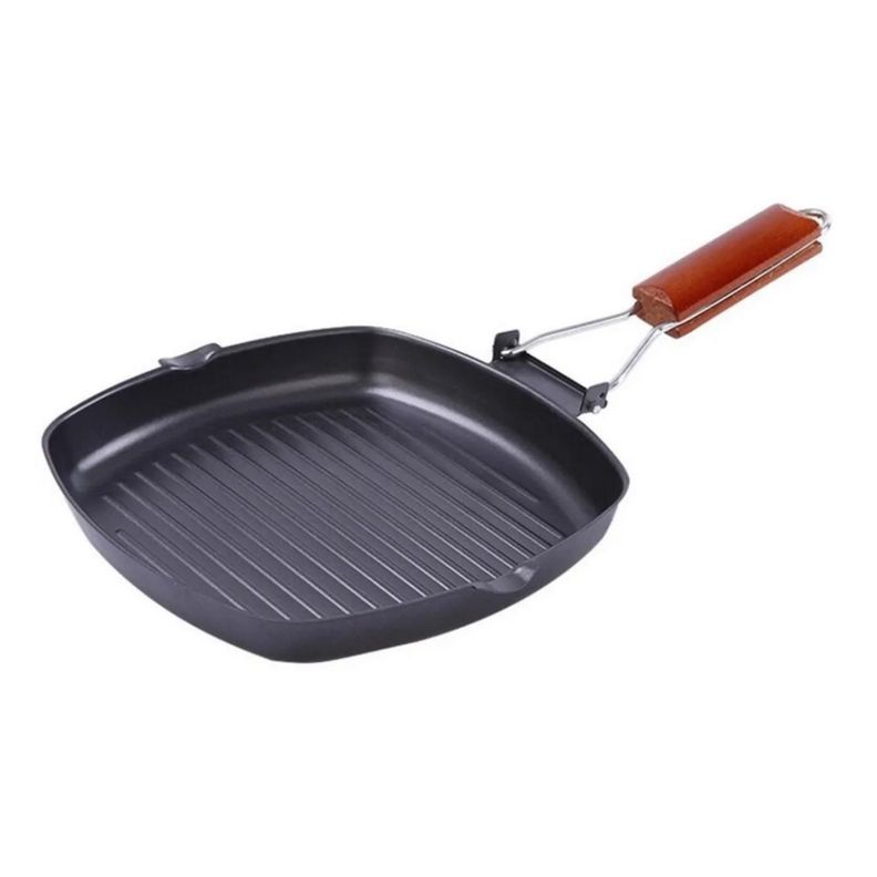 Sartén Antiadherente Tipo Parrilla Plancha Grill 20cm Gris Oscuro-0