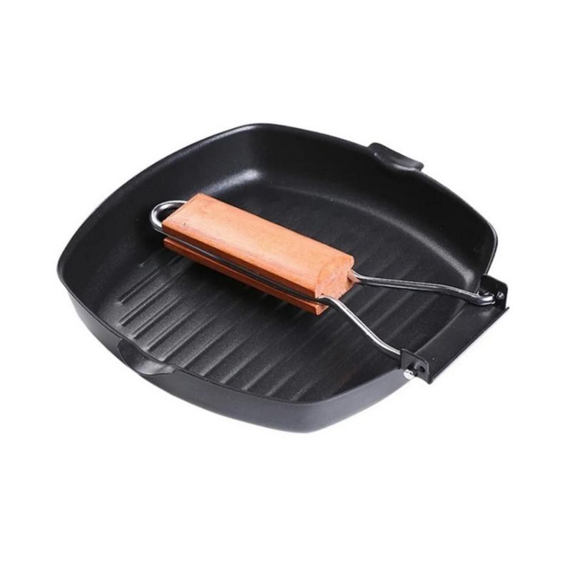 Sartén Antiadherente Tipo Parrilla Plancha Grill 20cm Gris Oscuro-1