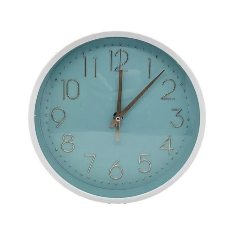 Reloj Pared Analogo Mural Decorativo Hogar Oficina Living Celeste-0