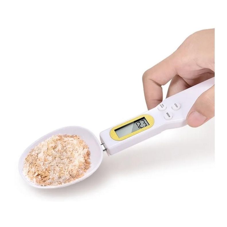 Pesa Gramera Cuchara Medidora Electronica De Cocina Gramos Blanco-2