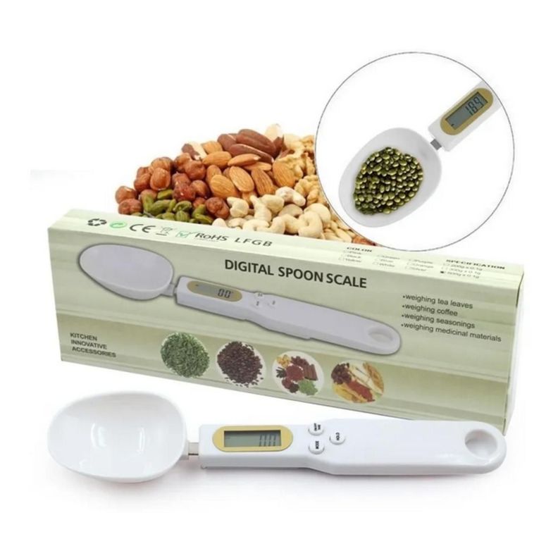 Pesa Gramera Cuchara Medidora Electronica De Cocina Gramos Blanco-1