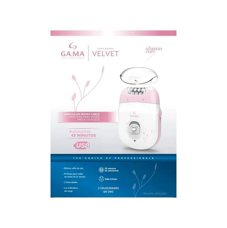 DEPILADORA ELECTRICA GAMA VELVET RECARGABLE USB-2