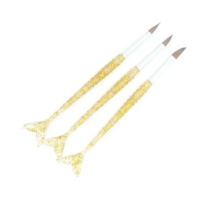 Set Pinceles Para Uñas Acrilicas 3 Unidades Diseño Manicure -2
