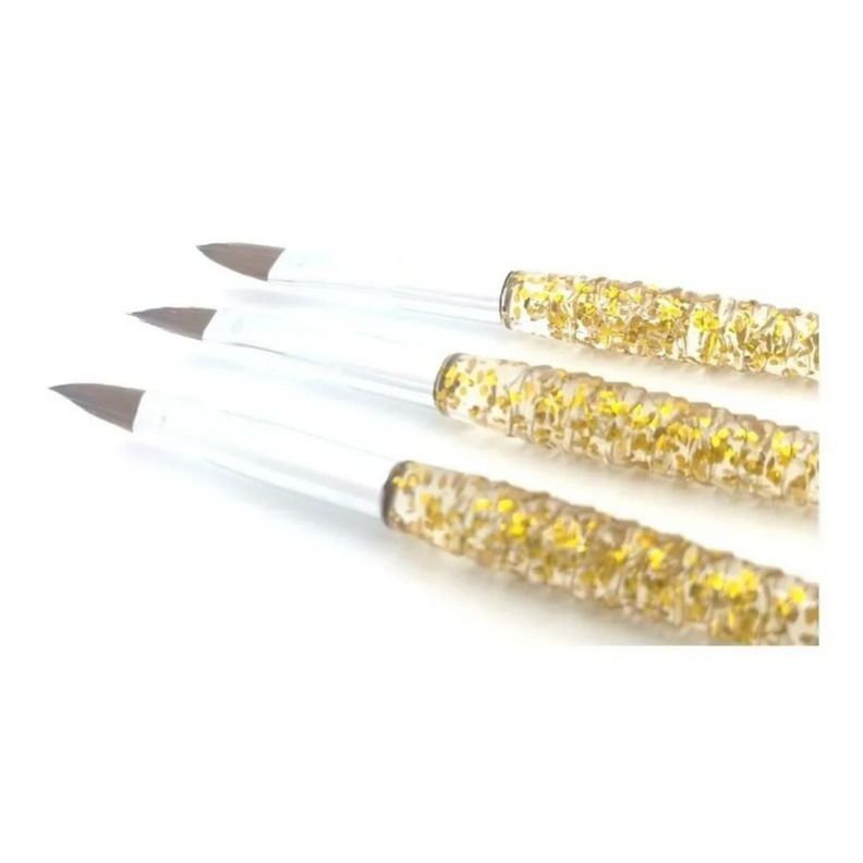 Set Pinceles Para Uñas Acrilicas 3 Unidades Diseño Manicure -0