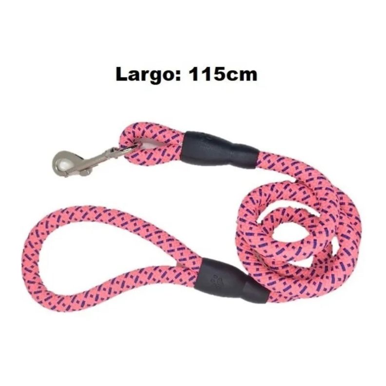 Cuerda Resistente Correa Mascota Perro Largo 115 Cm Fucsia-1