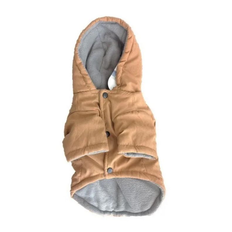 Chaqueta Parka Para Perros Ropa Con Polar Mascota Camel-L-0