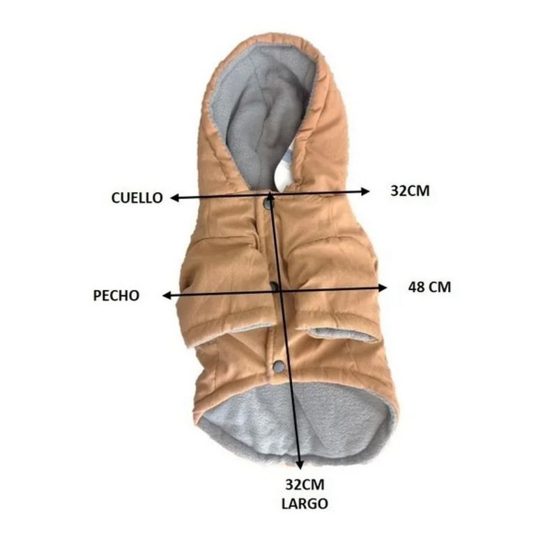 Chaqueta Parka Para Perros Ropa Con Polar Mascota Camel-L-2