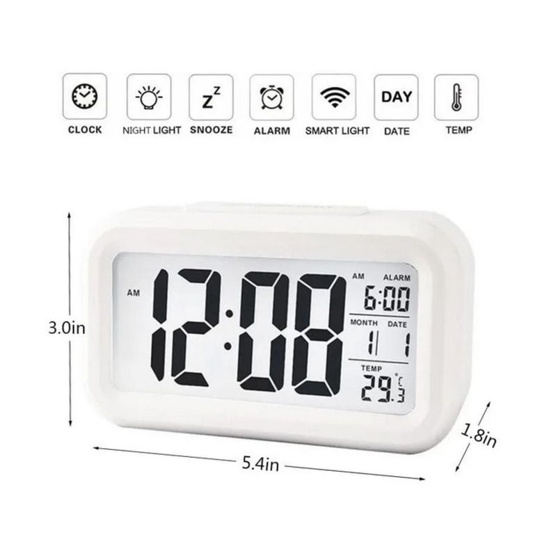 Reloj Despertador Pantalla Lcd Fecha Temperatura Alarma Verde-2