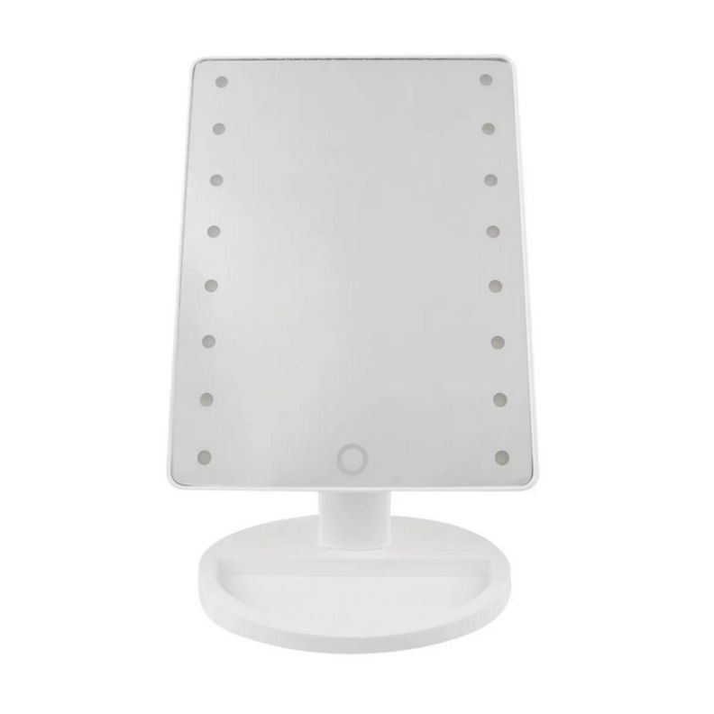 Espejo Led 16 Luces Maquillaje Portátil Pilas / Usb Blanco-0