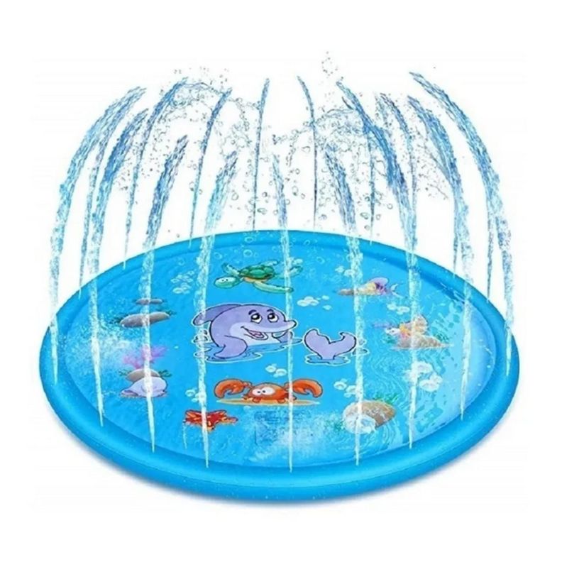 Alfombra De Agua Piscina Lanza Agua Chorros Niños Celeste-0