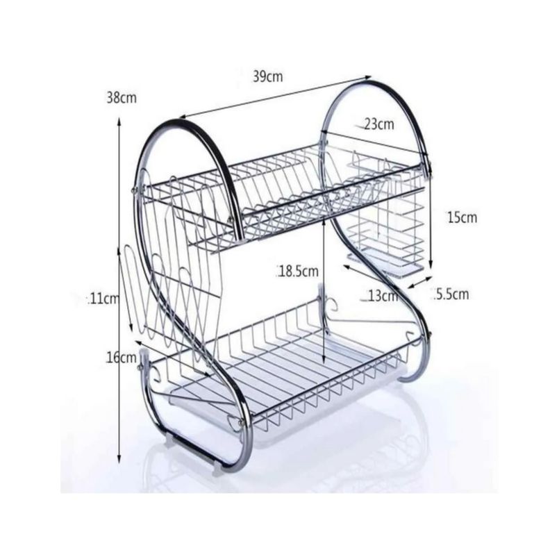 Escurridor De Loza 2 Niveles Secaplatos Cocina Gris-2