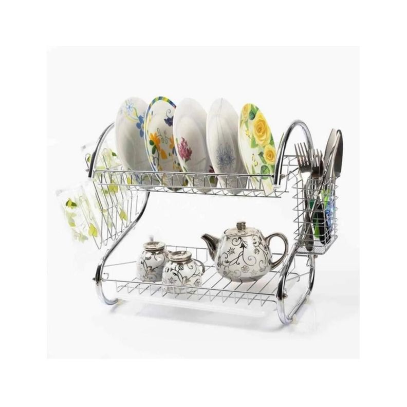 Escurridor De Loza 2 Niveles Secaplatos Cocina Gris-1