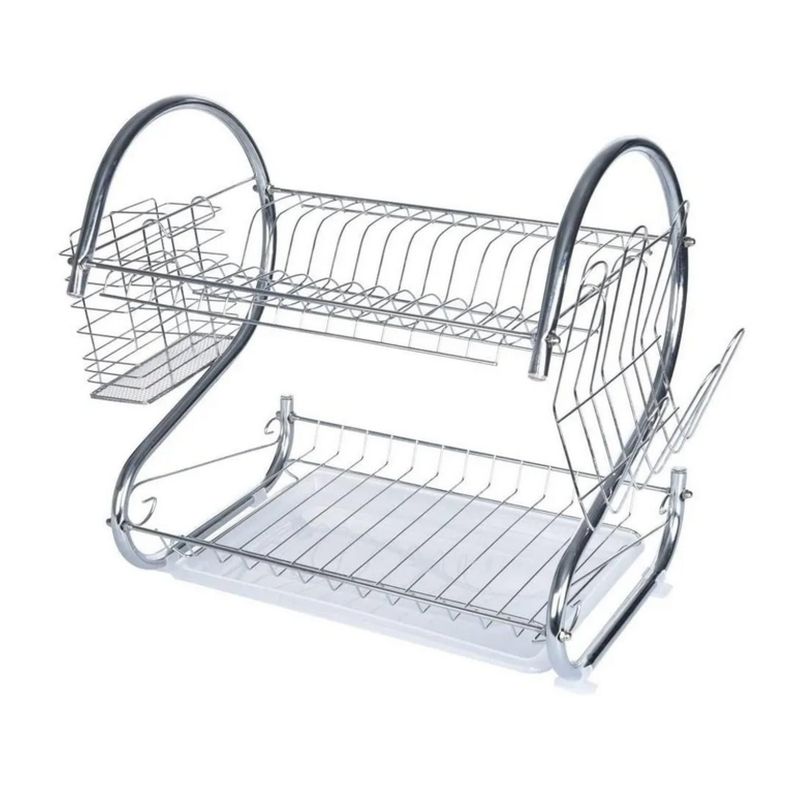 Escurridor De Loza 2 Niveles Secaplatos Cocina Gris-0