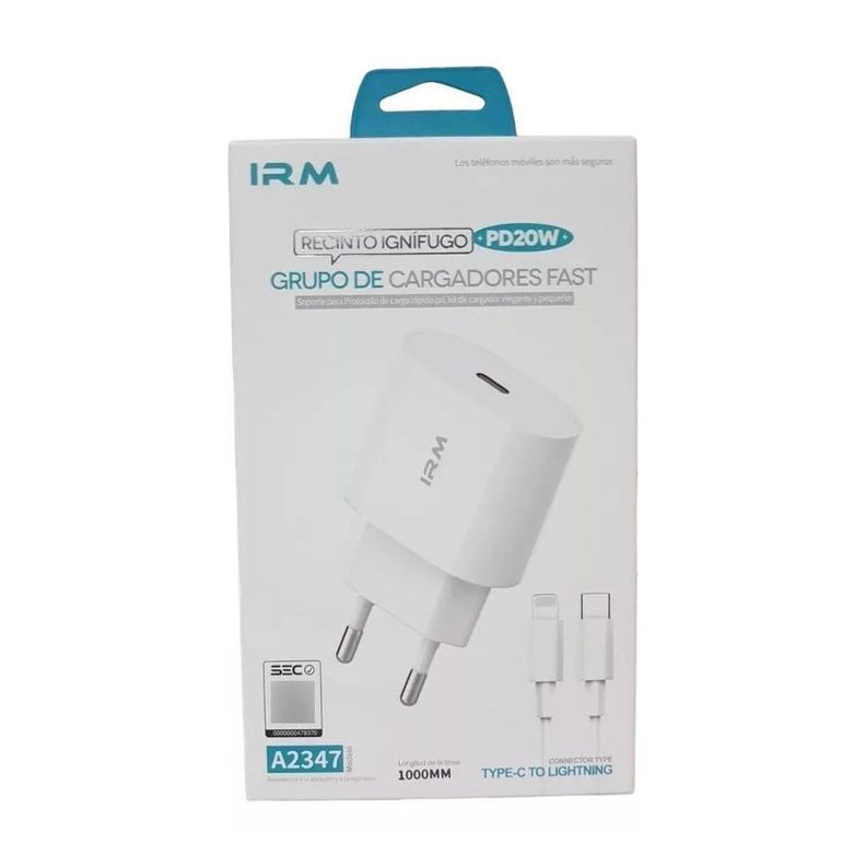 CARGADOR PARA IPHONE CARGA RAPIDA A2347 Blanco