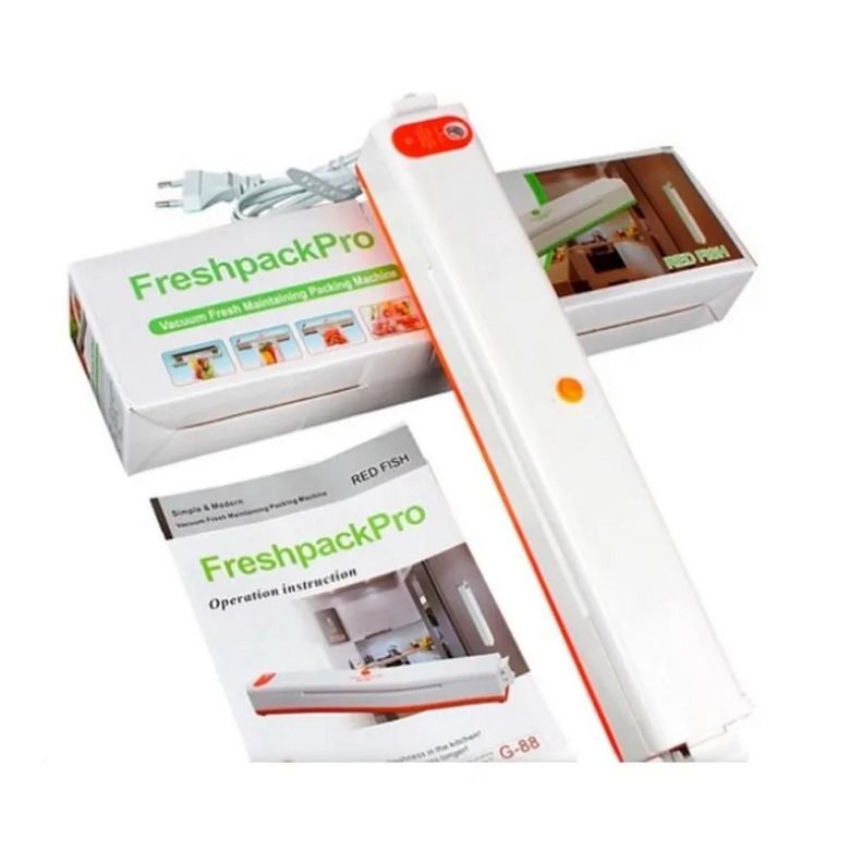 Maquina Selladora Al Vacio De Carnes Frutas + Bolsas Blanco y Naranja-3