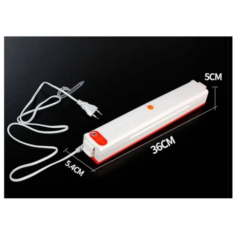 Maquina Selladora Al Vacio De Carnes Frutas + Bolsas Blanco y Naranja-2