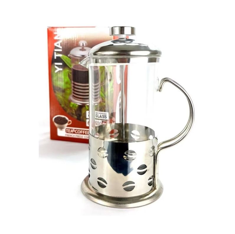 Tetera Cafetera Francesa Vidrio 600Ml Embolo Inoxidable-1