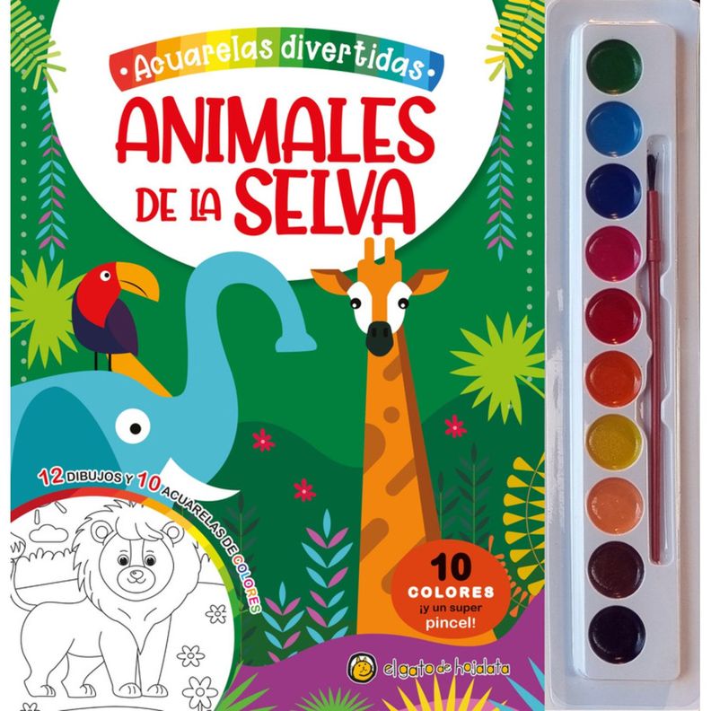 Acuarelas Divertidas: Animales De La Selva Blanco