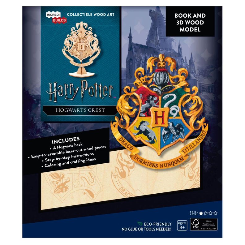 Harry Potter Hogwarts Crest Libro y Modelo Armable En Madera-0