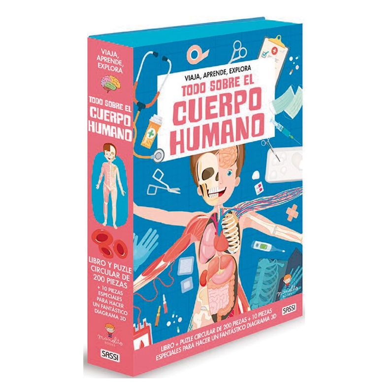 Libro y Puzzle Todo Sobre El Cuerpo Humano Blanco