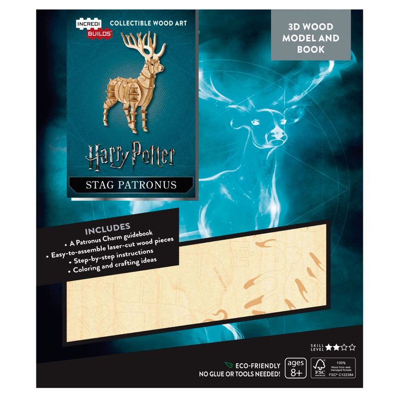 Harry Potter Stag Patronus Libro y Modelo Armable En Madera-0