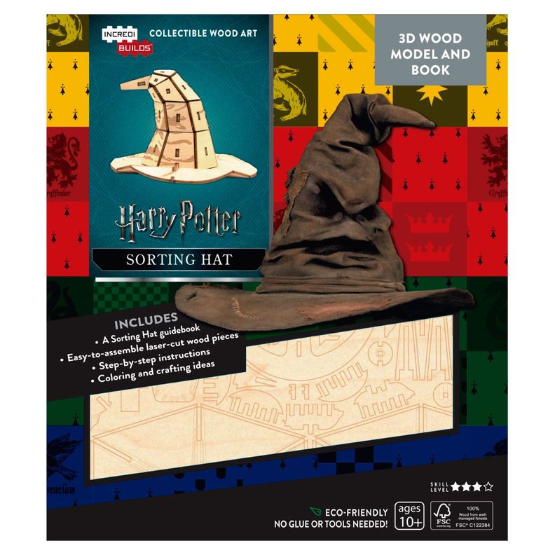 Harry Potter Sorting Hat Libro y Modelo Armable En Madera-0