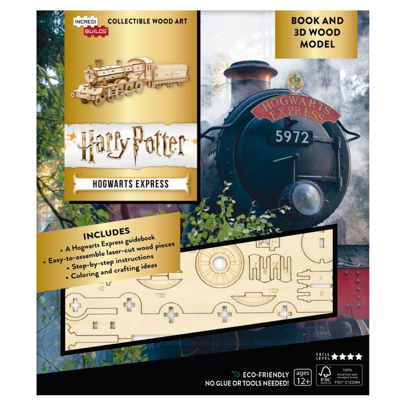 Harry Potter Hogwarts Express Libro y Modelo Armable Madera-0