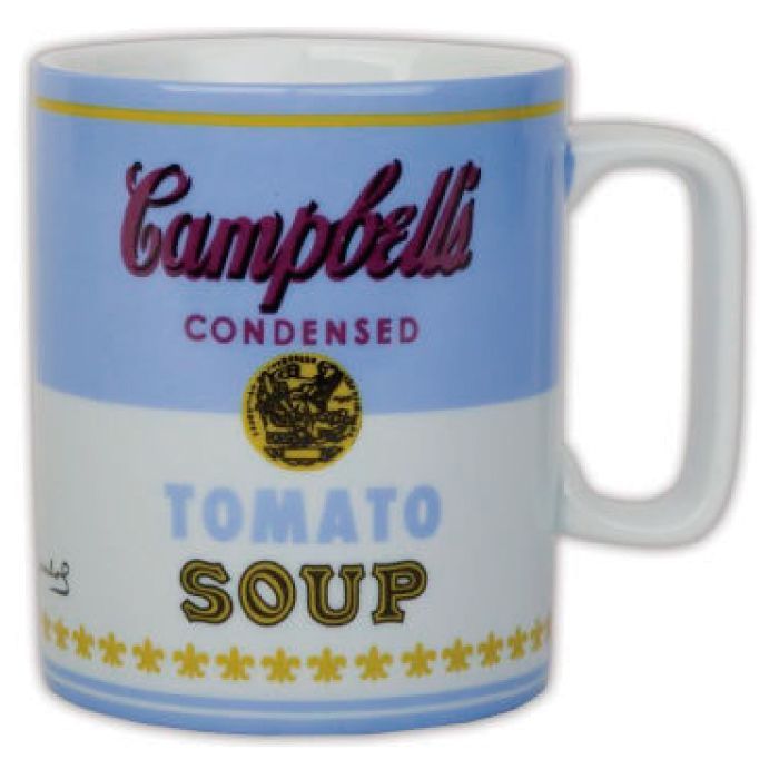 Tazon Mug Andy Warhol, Campbell Soup, Azul Blanco S