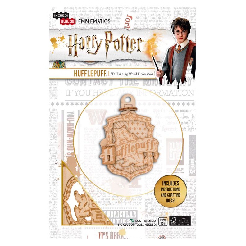 Emblema Harry Potter Hufflepuff Modelo Armable En Madera-0