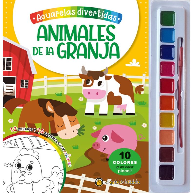 Acuarelas Divertidas: Animales De La Granja Blanco