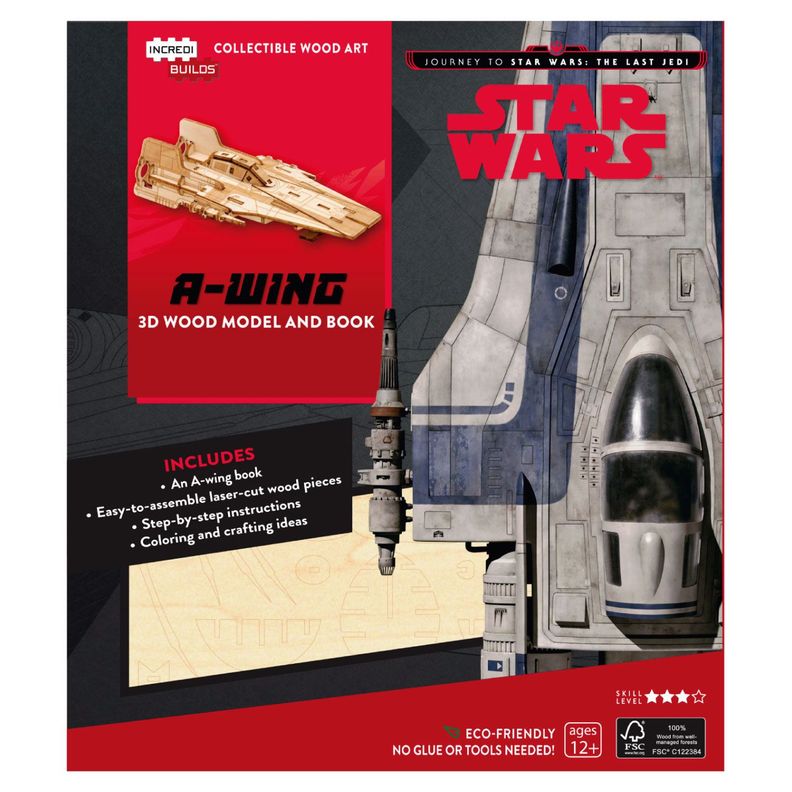 Star Wars The Last Jedi A - Wing Libro y Modelo Armable Madera Blanco