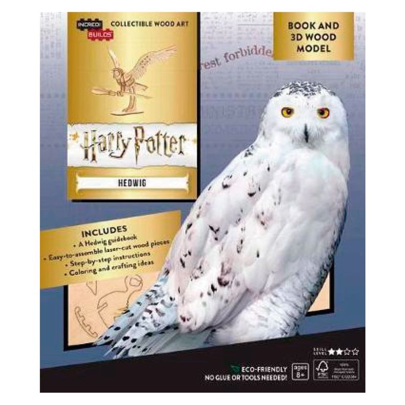 Harry Potter Hedwig Libro y Modelo Armable En Madera-0