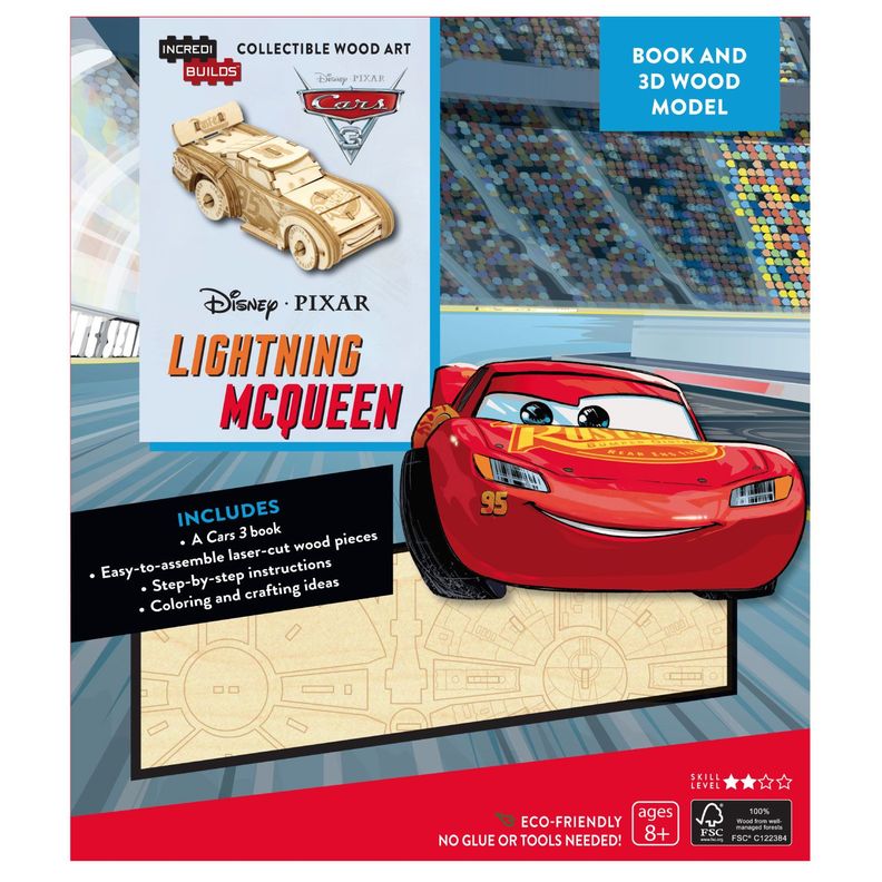 Disney Pixar Cars 3 Libro y Modelo Armable En Madera-0