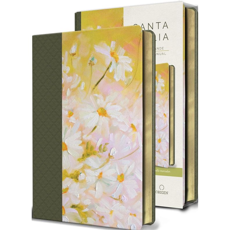 Biblia Rvr 60 Piel Verde Con Flores Y Sep Blanco