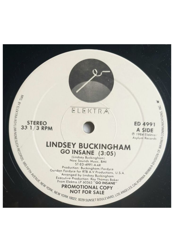 LINDSEY BUCKINGHAM - GO INSANE (PROMO) | 12" MAXI SINGLE USADO-0