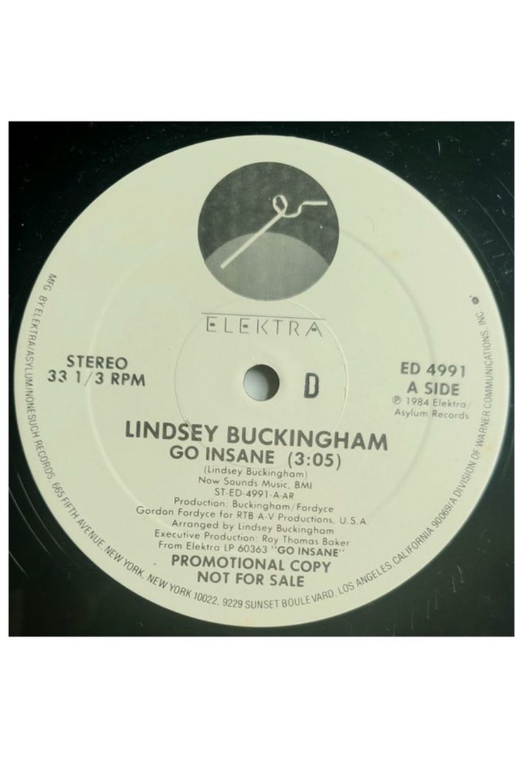 LINDSEY BUCKINGHAM - GO INSANE (PROMO) | 12" MAXI SINGLE USADO-1
