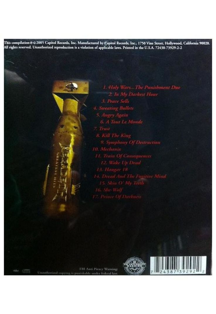 MEGADETH - GREATEST HITS: BACK TO THE STAR | CD-1