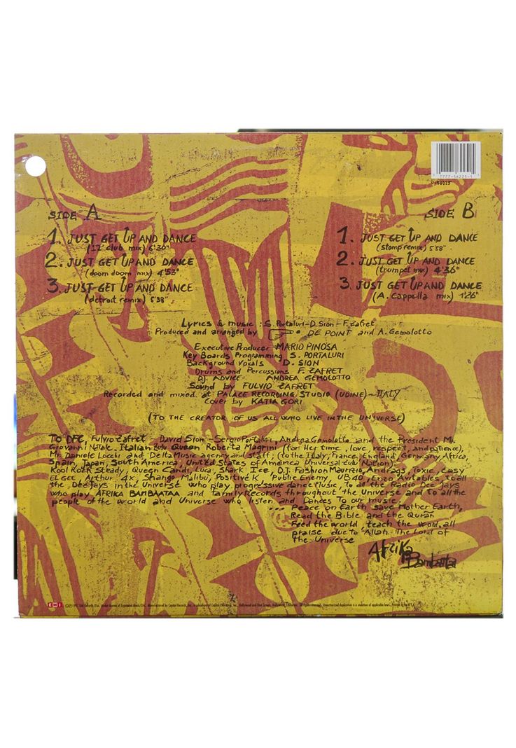 AFRIKA BAMBAATAA - JUST GET UP & DANCE | 12" MAXI SINGLE USADO-1