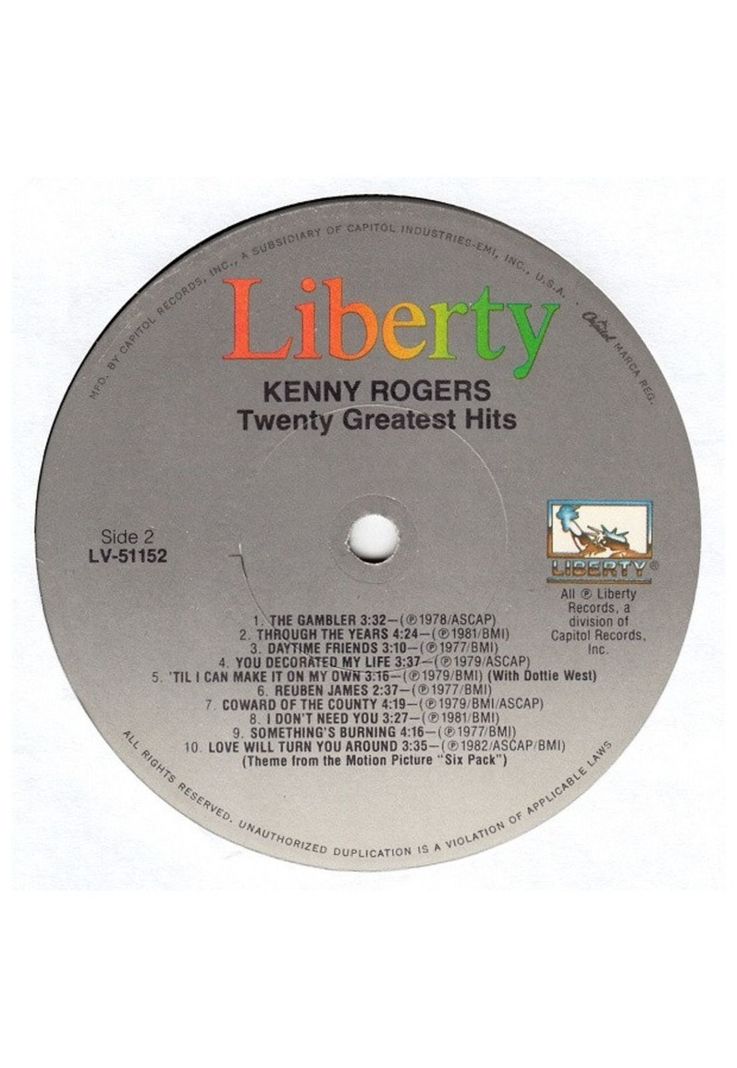 KENNY ROGERS - TWENTY GREATEST HITS | VINILO USADO-3