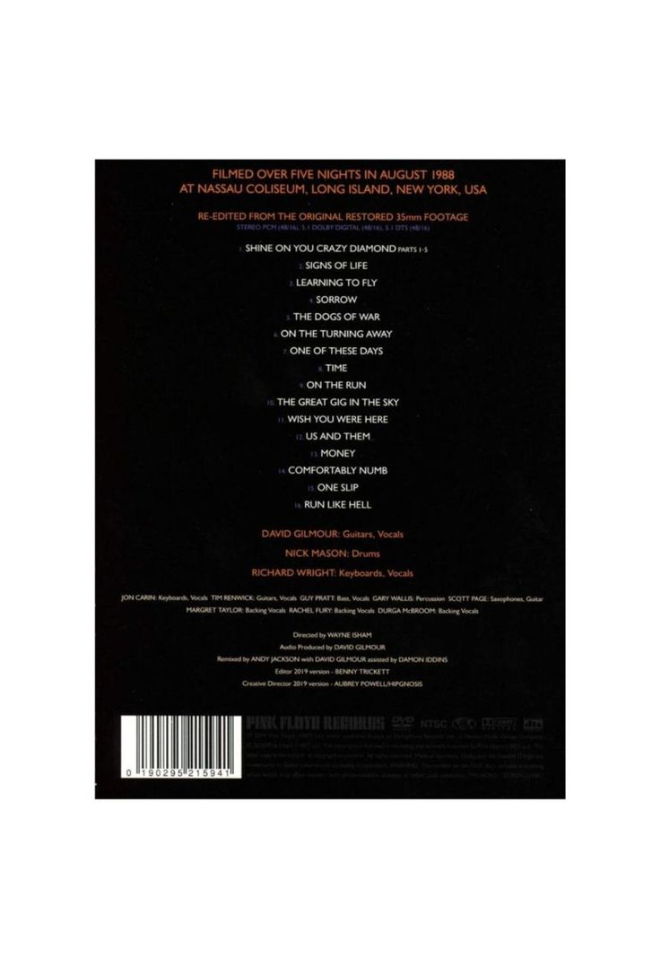 PINK FLOYD - DELICATE SOUND OF THUNDER | DVD-1