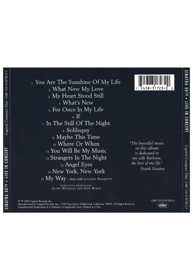 FRANK SINATRA - LIVE IN CONCERT: 80TH | CD USADO-1